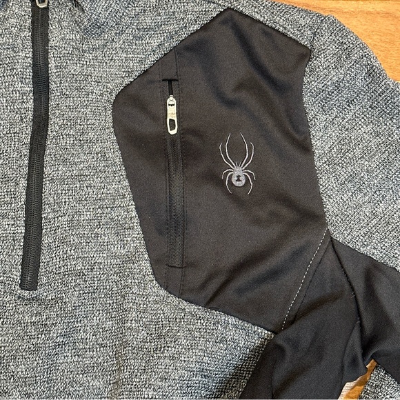Spyder Gray And Black Quarter Zip PullOver Fleece Lined Men’s Size Large - Picture 2 of 7